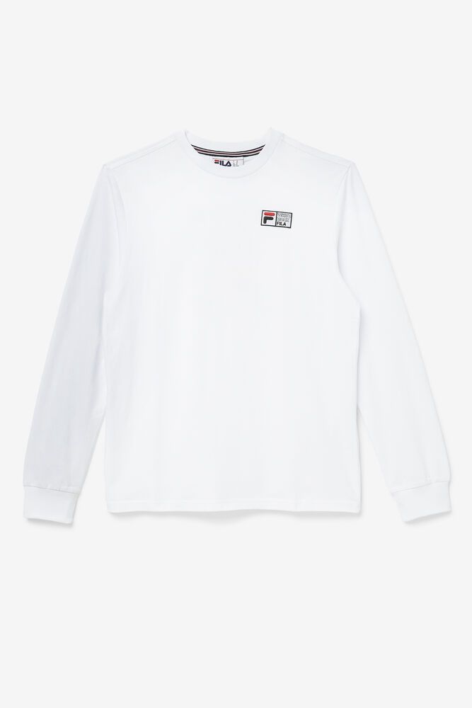 Fila T Skjorte Herre Hvite Vesuvius Lenge Sleeve 502348-QGC